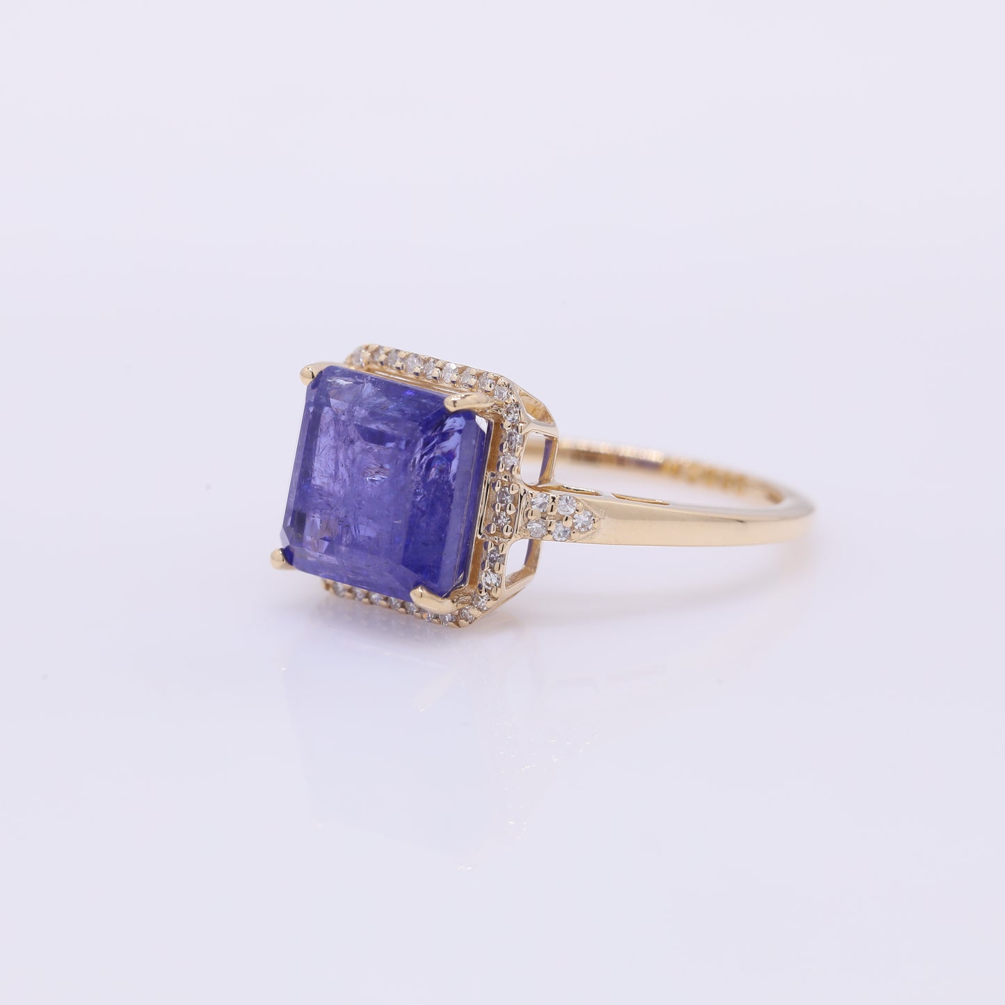 5.28 Ct Octagon Step Cut Natural Tanzanite 14K Gold Ring