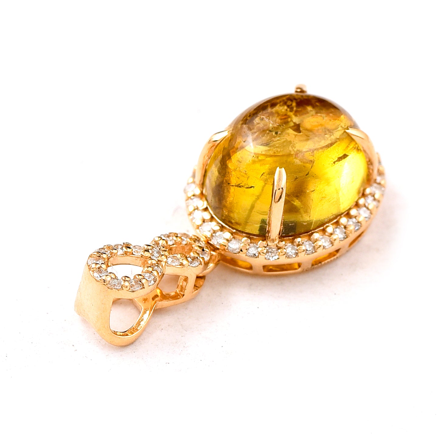 3.84 Ct Oval Mixed Cut Natural Tourmaline 14K Gold Pendant