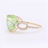 4.36 Ct Pear Mixed Cut Natural Peridot 14K Gold Ring