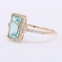 1.50 Ct Rectangle Step Cut Natural Emerald 14K Gold Ring