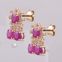 2.98 Ct Round Natural Ruby 14K Gold Earrings