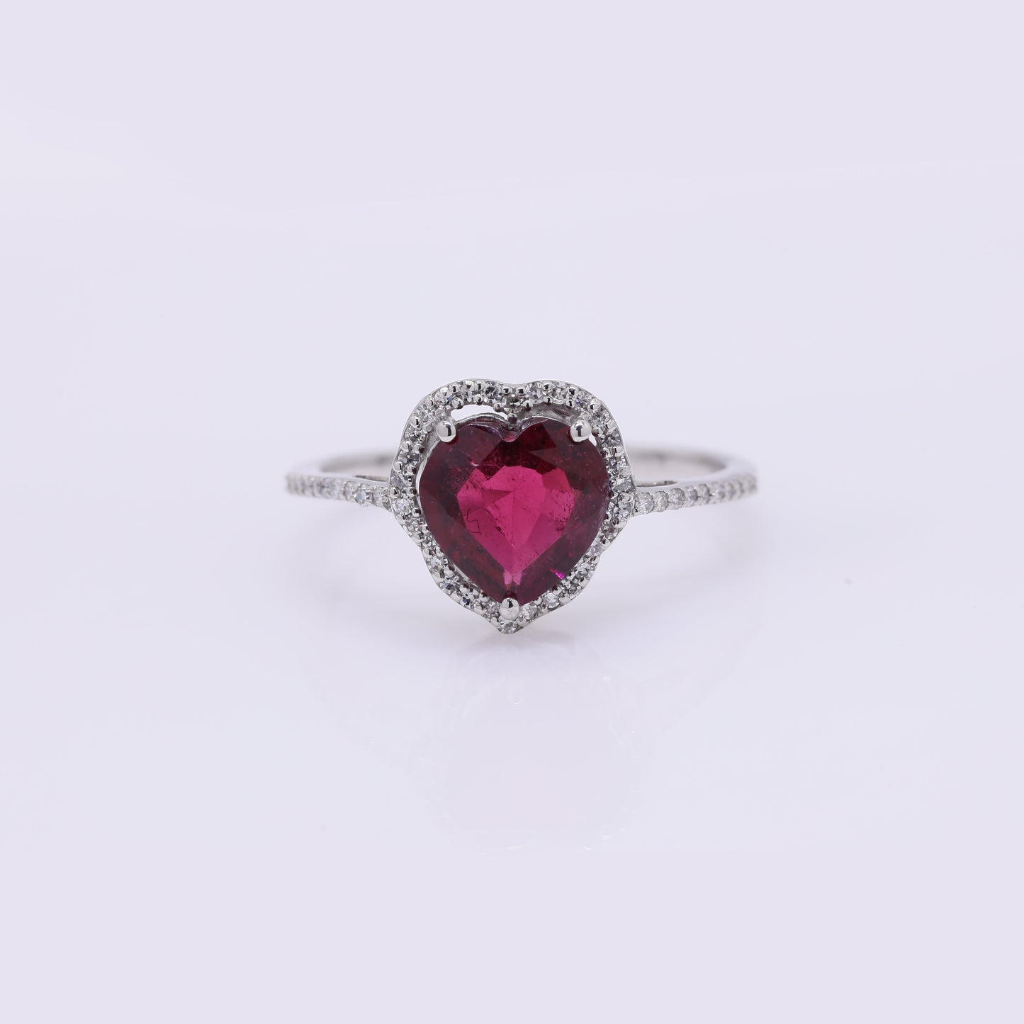 1.73 Ct Heart Mixed Cut Natural Rubellite 950 Platinum Ring