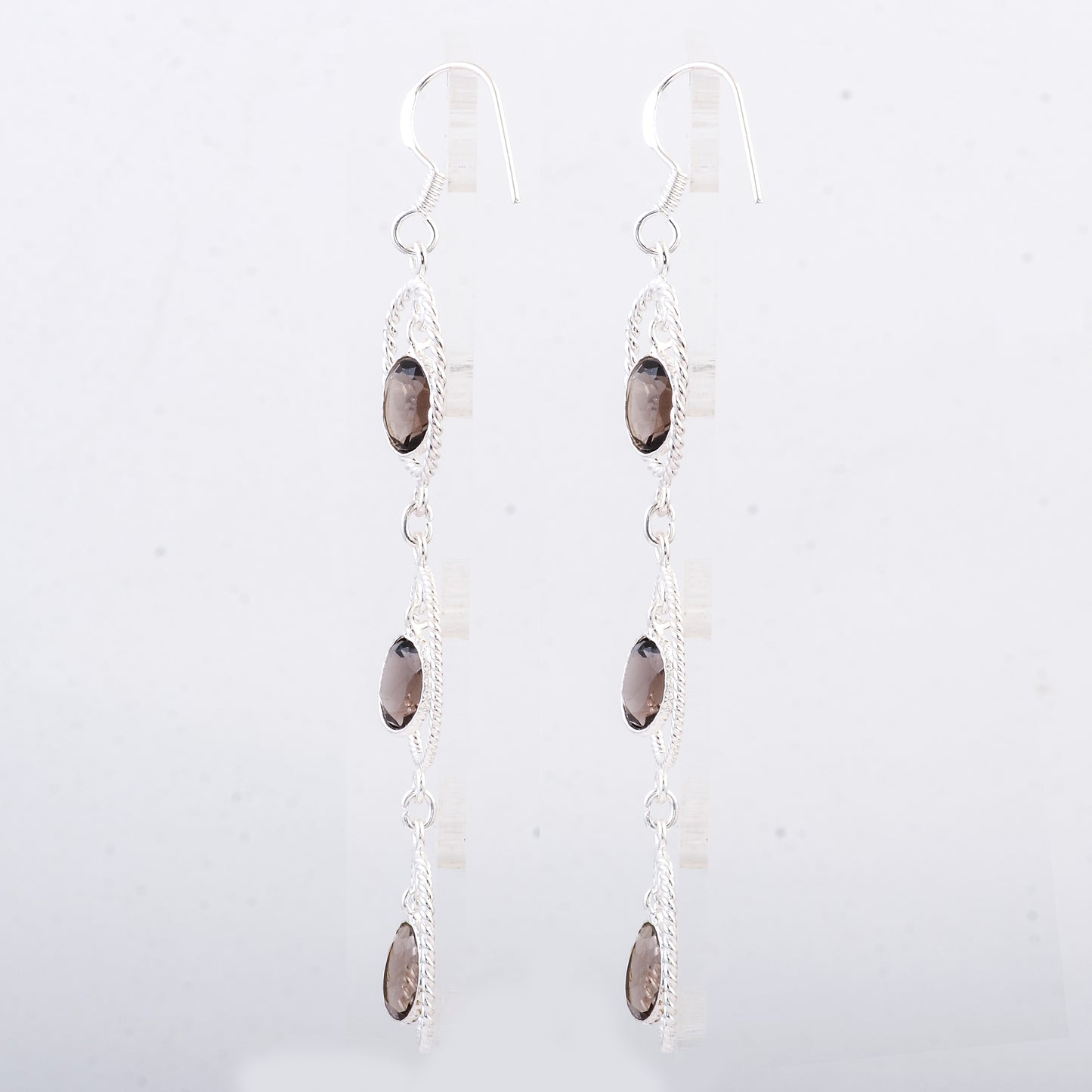14.65 Ct Smoky Quartz 925 Sterling Silver Earrings