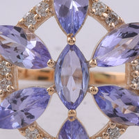 1.58 Ct Marquise Natural Tanzanite 14K Gold Ring