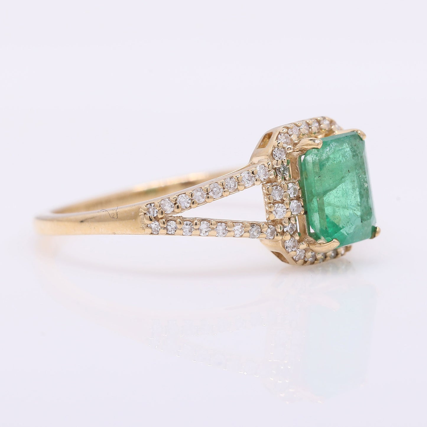 1.16 Ct Octagon Step Cut Natural Emerald 14K Gold Ring