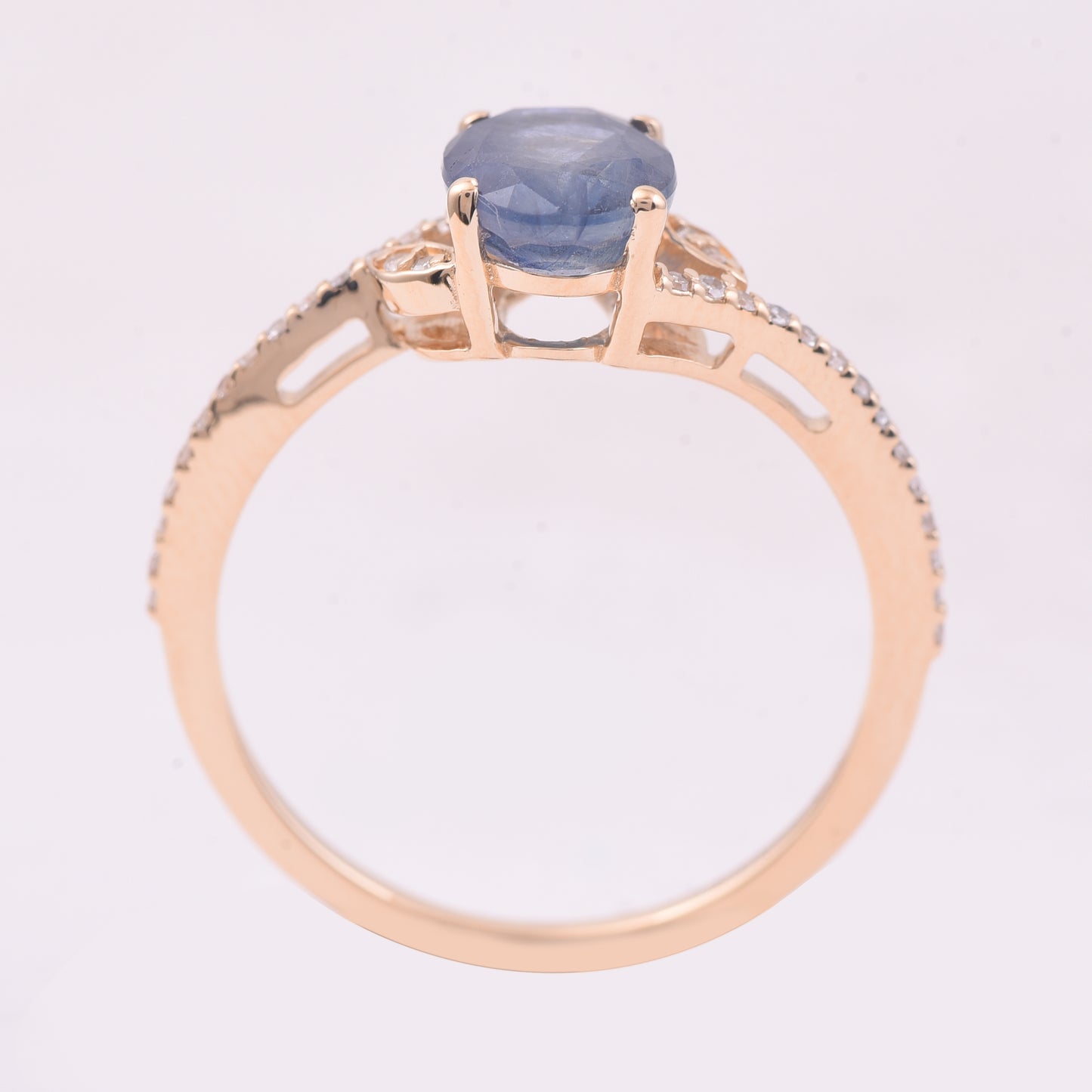1.99 Ct Oval Mixed Cut Natural Sapphire 14K Gold Ring