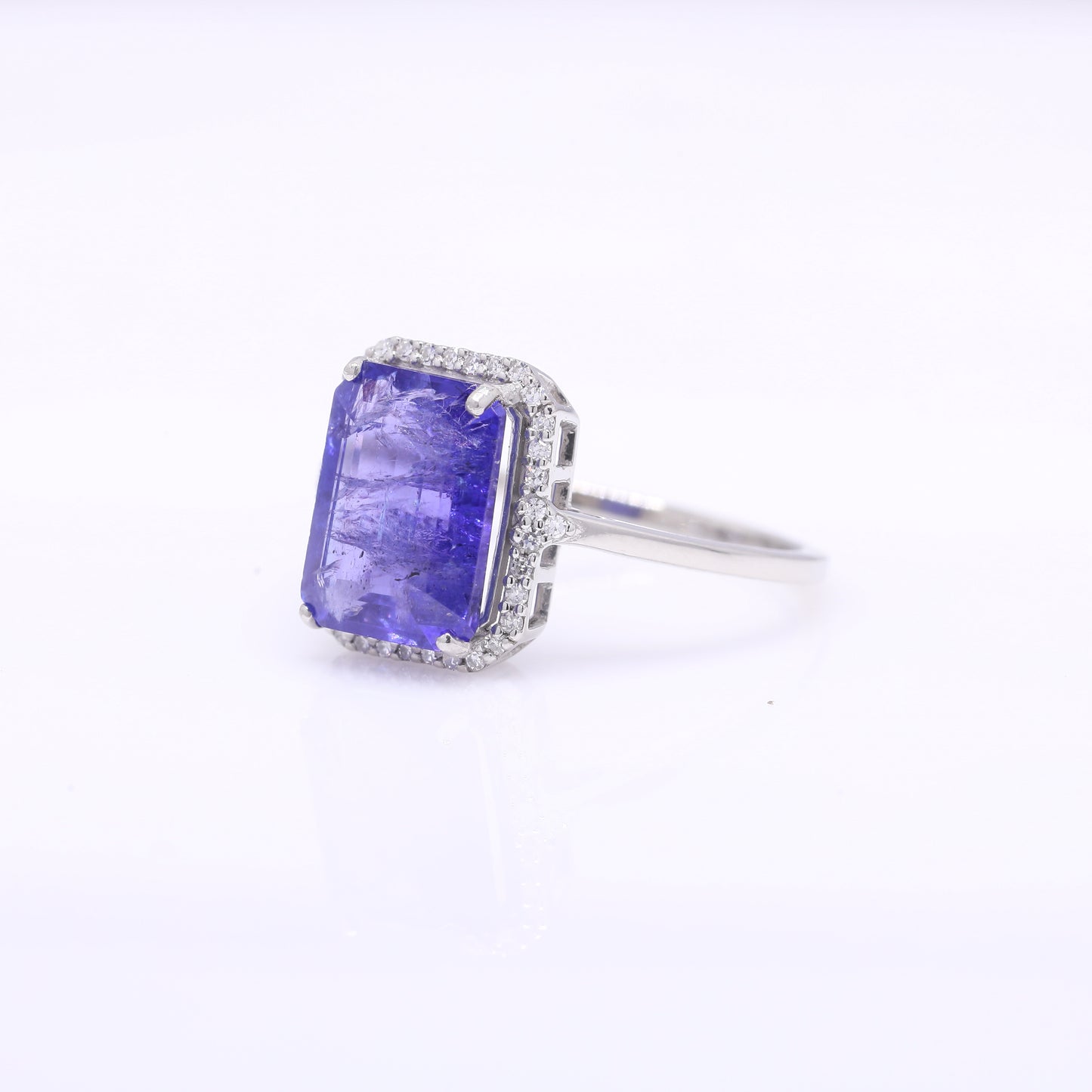 3.79 Ct Octagon Step Cut Natural Tanzanite 950 Platinum Ring