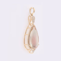 5.61 Ct Pear Mixed Cut Natural Plagioclase Feldspar Sunstone 14K Gold Pendant