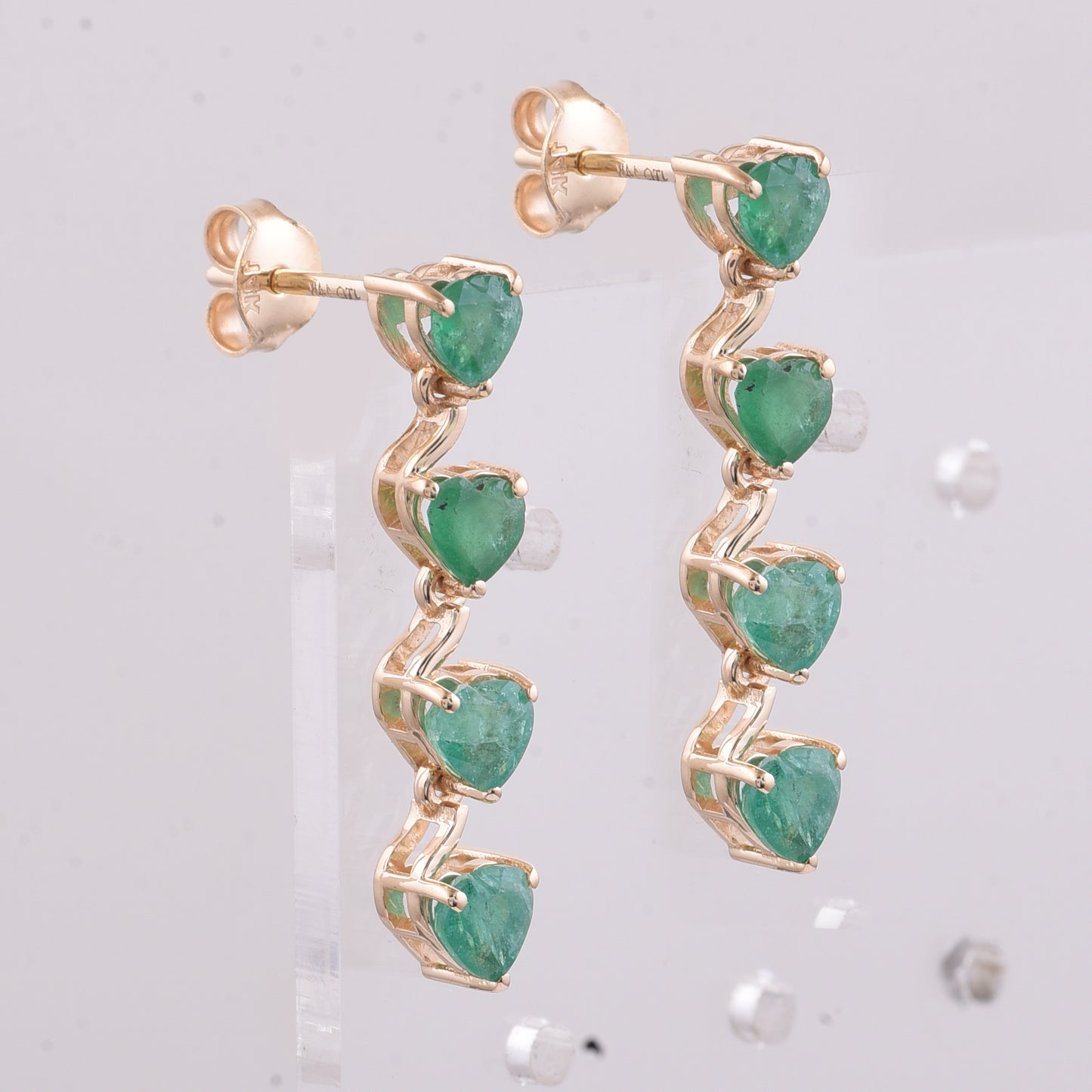 1.82 Ct Heart Natural Emerald 14K Gold Earrings