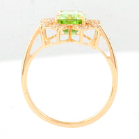 2.29 Ct Cushion Mixed Cut Natural Peridot 14K Gold Ring