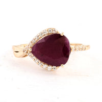 4.47 Ct Pear Ruby 14K Gold Ring