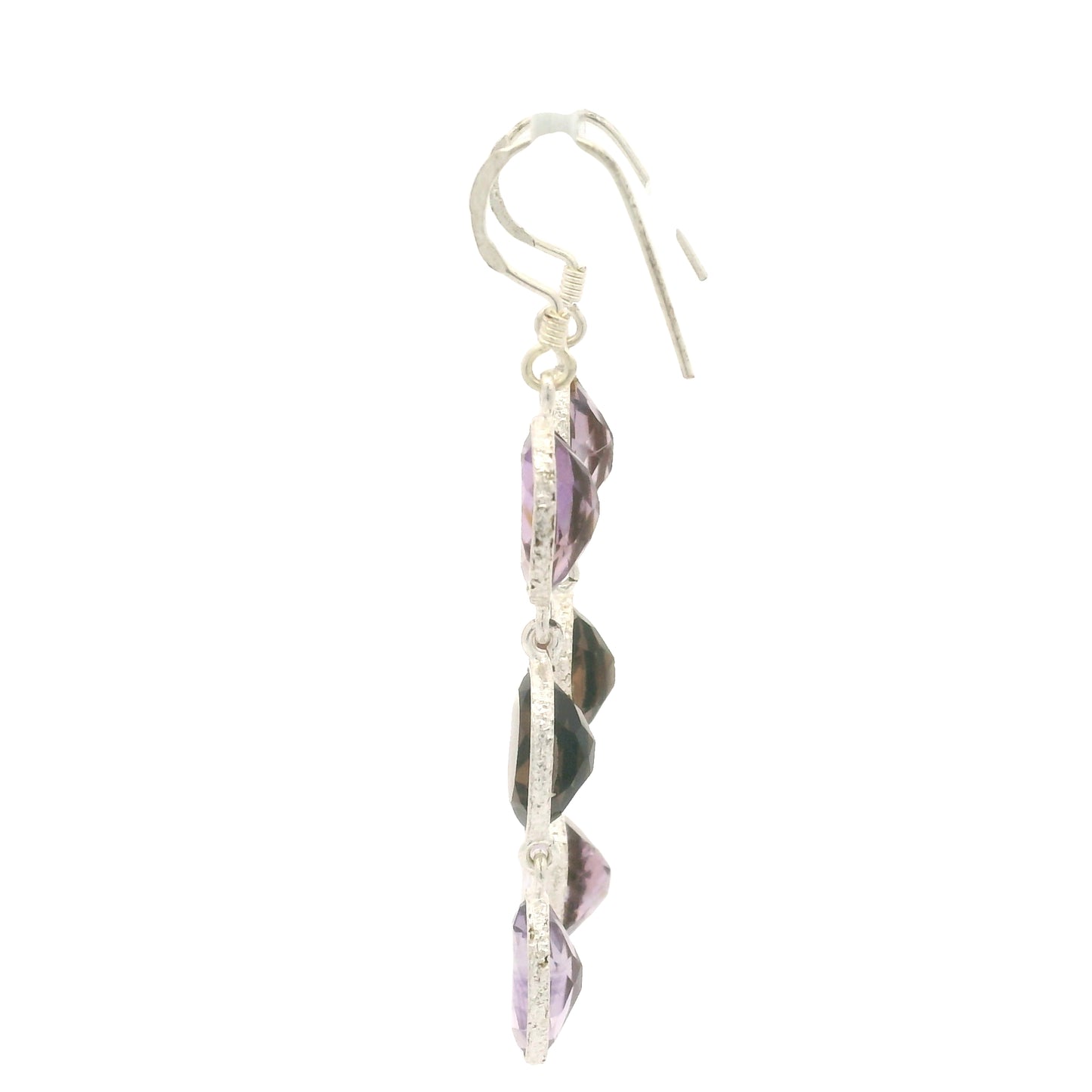10.10 Ct Amethyst, Smoky Quartz 925 Sterling Silver Earrings