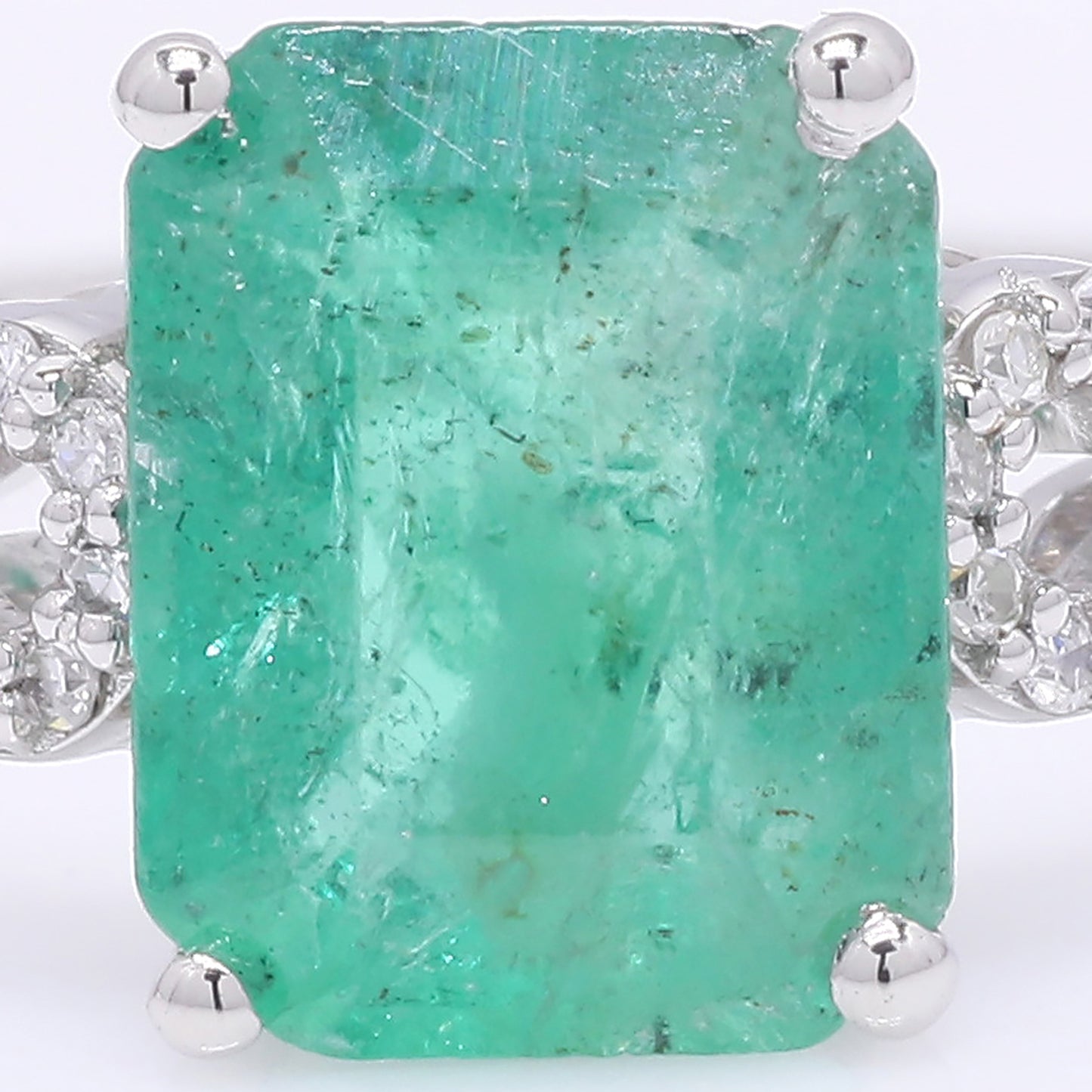 1.96 Ct Octagon Step Cut Natural Emerald 950 Platinum Ring