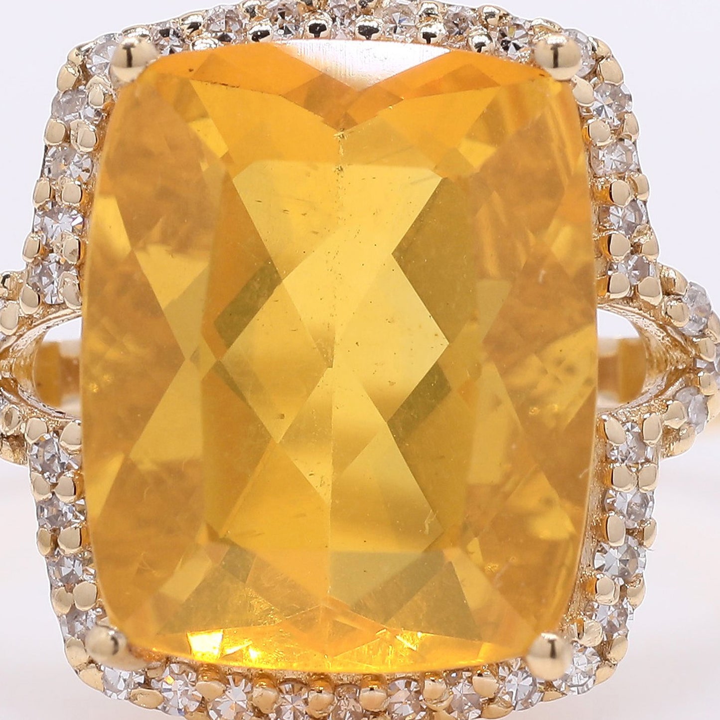 3.11 Ct Cushion Mixed Cut Natural Fire Opal 14K Gold Ring