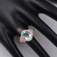 2.44 Ct Oval Aquamarine 9K Gold Ring