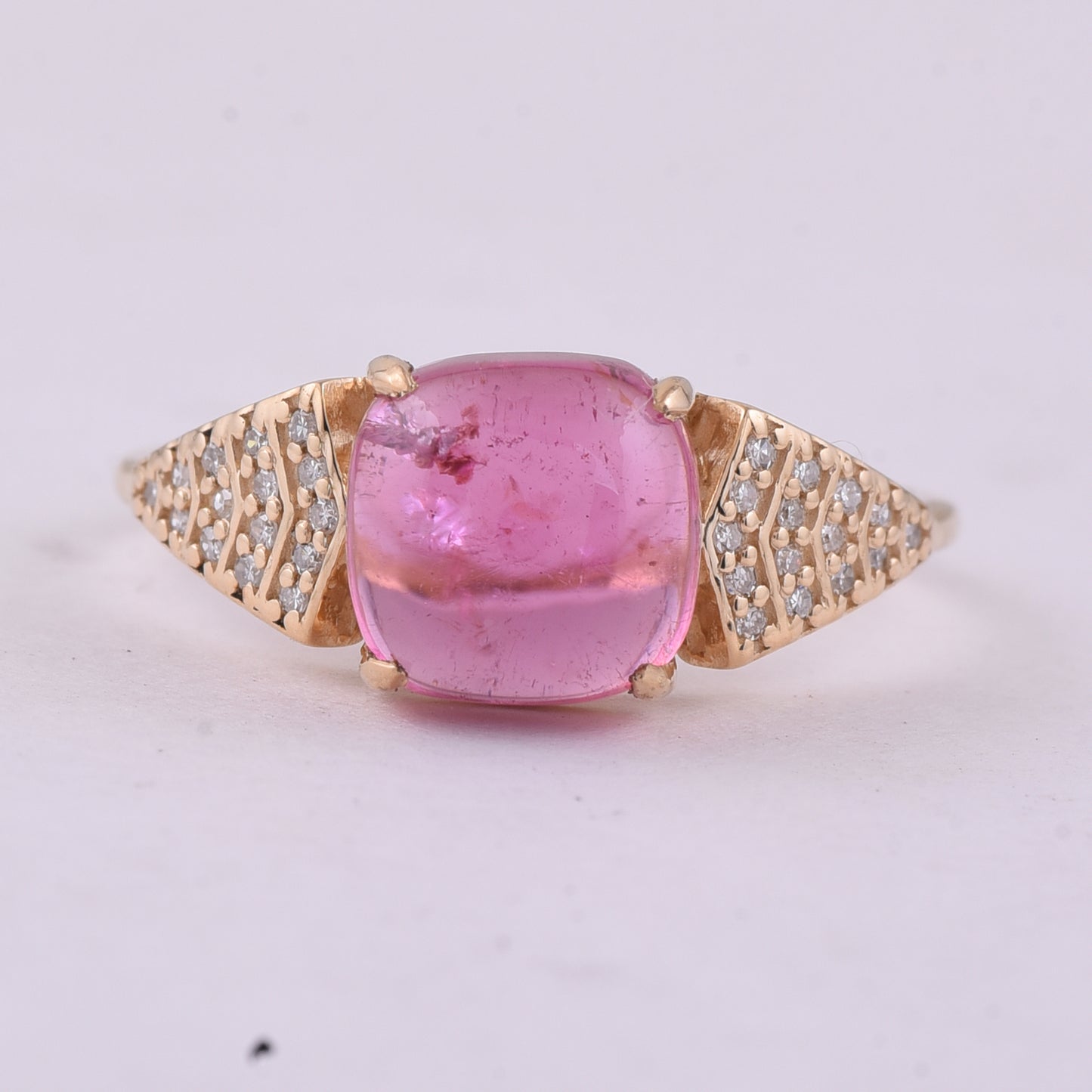 2.90 Ct Cushion Tourmaline 9K Gold Ring