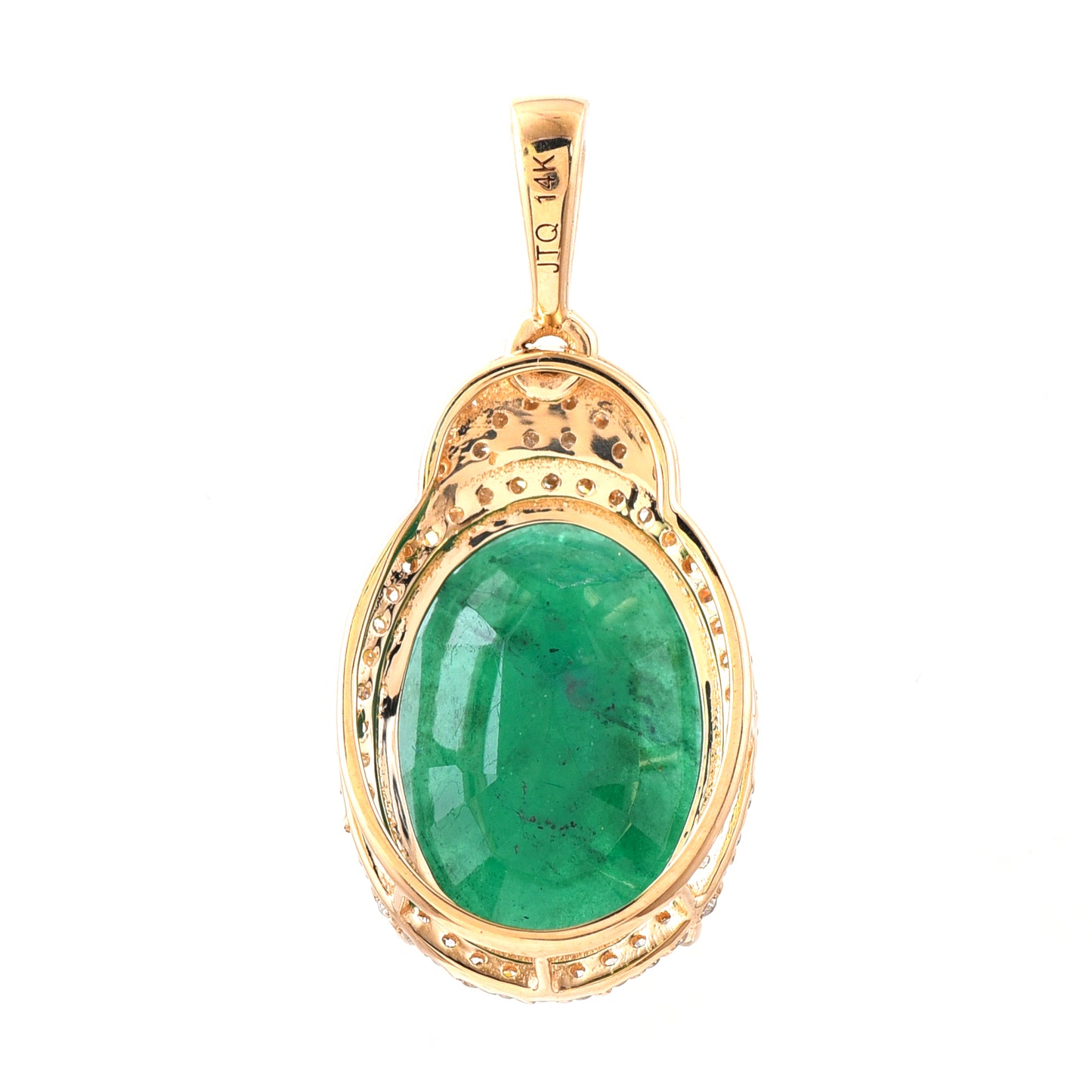 4.65 Ct Oval Mixed Cut Natural Emerald 14K Gold Pendant