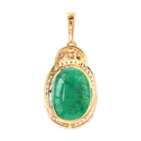 4.65 Ct Oval Mixed Cut Natural Emerald 14K Gold Pendant