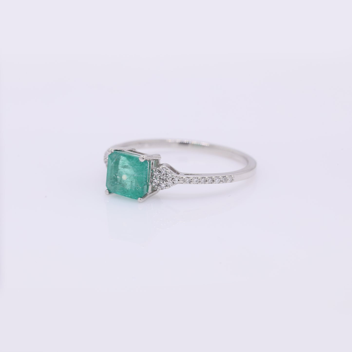 1.20 Ct Octagon Step Cut Natural Emerald 950 Platinum Ring