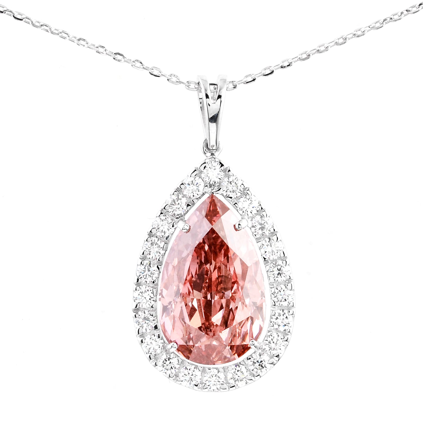 5.65 Carats Pink Lab Grown Diamond 14K Gold Pendant