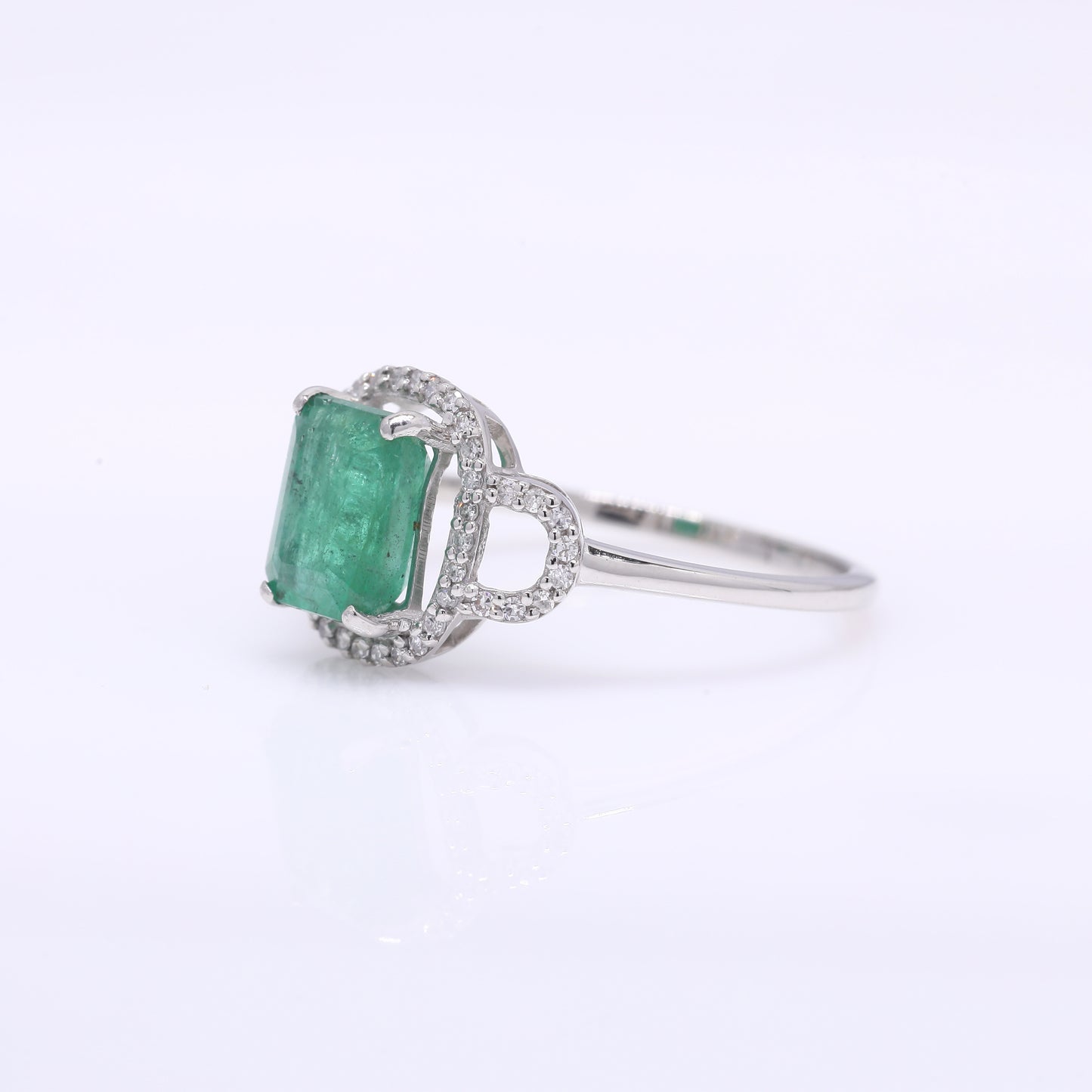 1.81 Ct Octagon Step Cut Natural Emerald 950 Platinum Ring