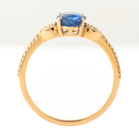 1.56 Ct Oval Mixed Cut Natural Sapphire 14K Gold Ring