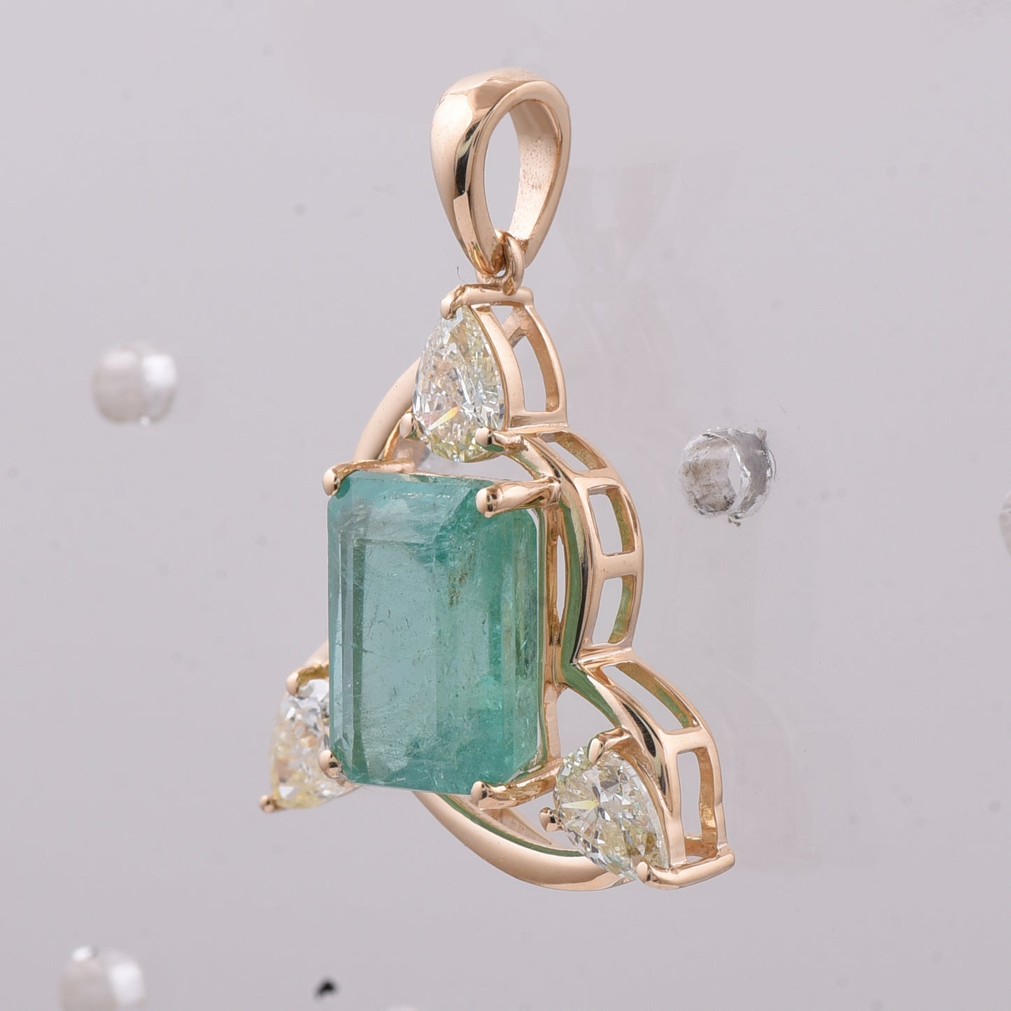 3.10 Ct Octagon Step Cut Natural Emerald 14K Gold Pendant