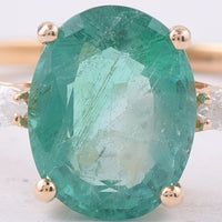 1.70 Ct Oval Natural Emerald 14K Gold Ring