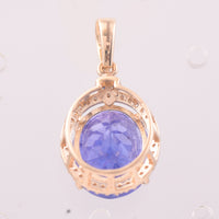 5.11 Ct Oval Mixed Cut Natural Tanzanite 14K Gold Pendant