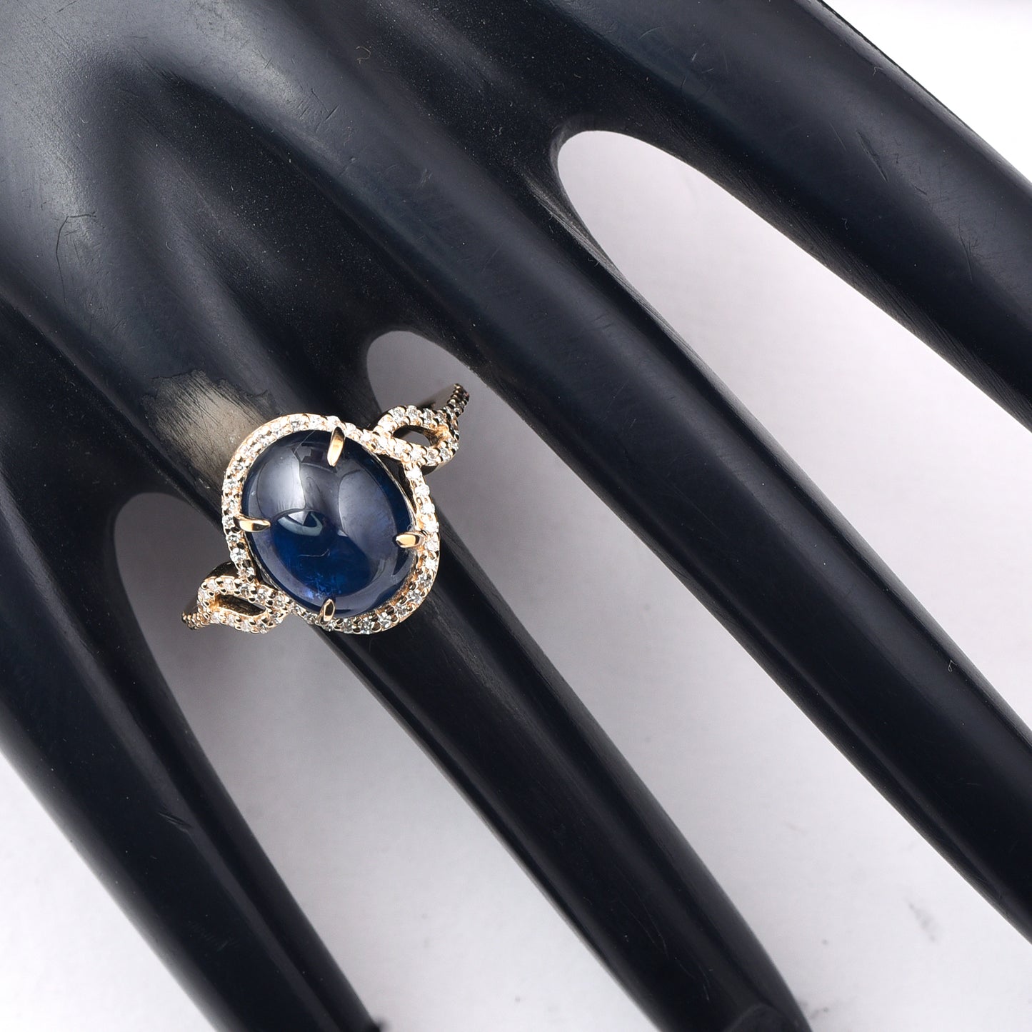 6.66 Ct Oval Cabochon Cut Natural Sapphire 14K Gold Ring
