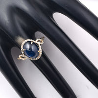 6.66 Ct Oval Cabochon Cut Natural Sapphire 14K Gold Ring