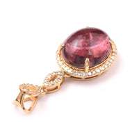 3.80 Ct Oval Cabochon Cut Natural Pink Tourmaline 14K Gold Pendant