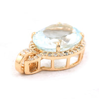 2.39 Ct Oval Mixed Cut Natural Aquamarine 14K Gold Pendant