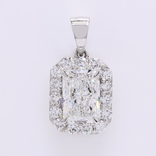2.56 Carats Lab Grown Diamond 950 Platinum Pendant