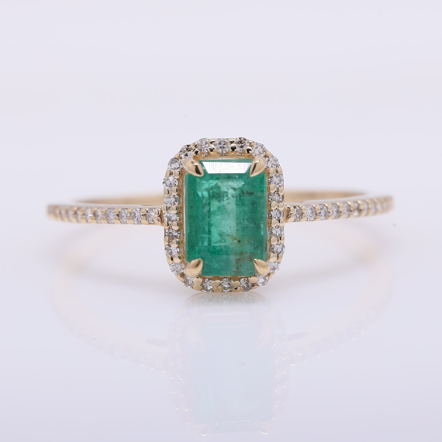 1.15 Ct Octagon Step Cut Natural Emerald 14K Gold Ring