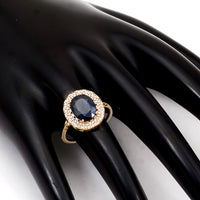 3.02 Ct Oval Natural Sapphire 14K Gold Ring