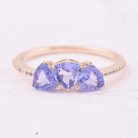 1.13 Ct Trillion Tanzanite 9K Gold Ring