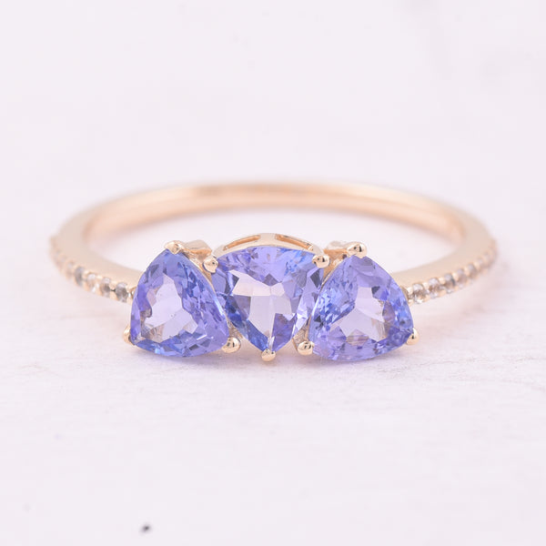1.13 Ct Trillion Tanzanite 9K Gold Ring