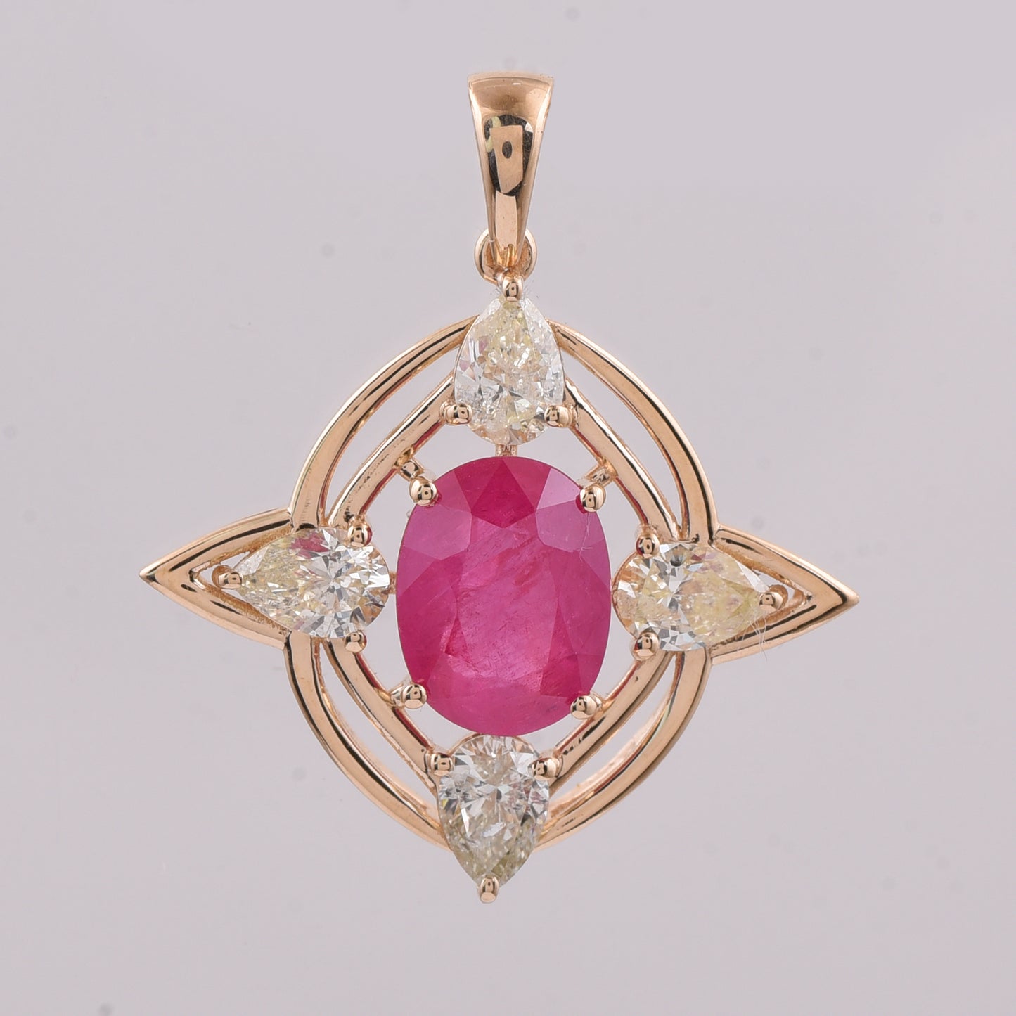 2.83 Ct Oval Natural Ruby 14K Gold Pendant