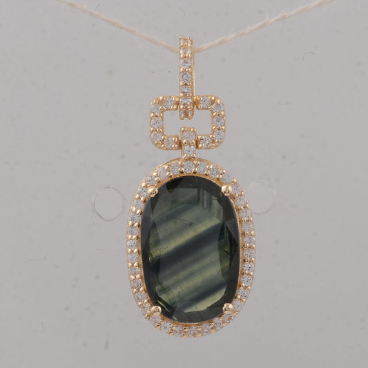 2.68 Ct Cushion Sapphire 9K Gold Pendant