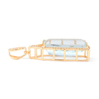 7.61 Ct Cushion Natural Aquamarine 14K Gold Pendant