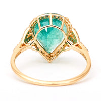 3.70 Ct Pear Natural Emerald 14K Gold Ring