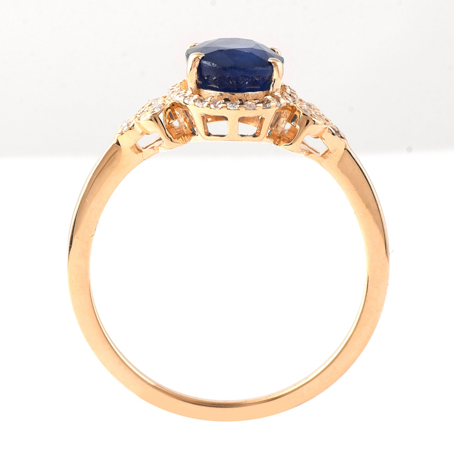2.24 Ct Oval Mixed Cut Natural Sapphire 14K Gold Ring