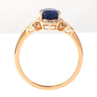 2.24 Ct Oval Mixed Cut Natural Sapphire 14K Gold Ring