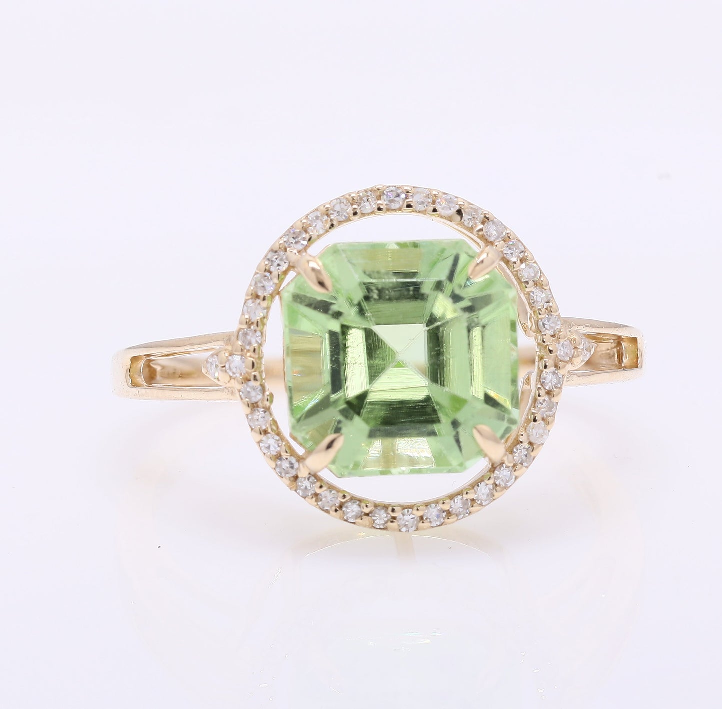 4.02 Ct Octagon Step Cut Natural Peridot 14K Gold Ring