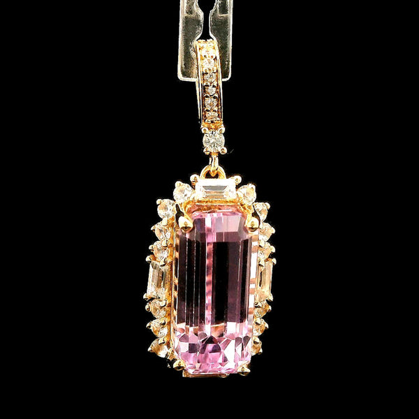 6.27 Ct Cushion Kunzite 14K Gold Pendant