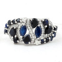 2.42 Ct Marquise Mixed Cut, Round Mixed Cut, Pear Mixed Cut Natural Sapphire 950 Platinum Ring