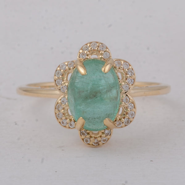 2.39 Ct Oval Emerald 9K Gold Ring