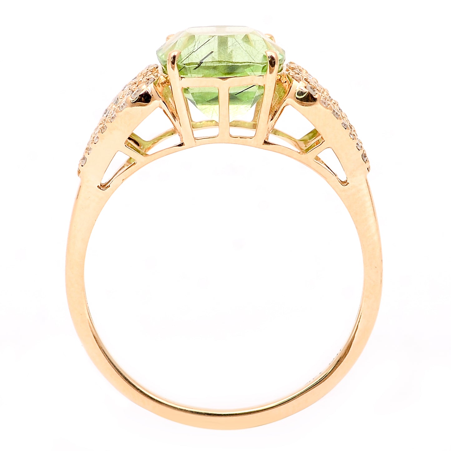 3.01 Ct Cushion Natural Eridot 14K Gold Ring