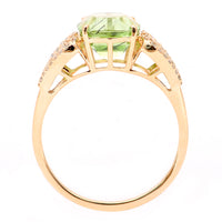 3.01 Ct Cushion Natural Eridot 14K Gold Ring